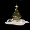 Christmas Tree With Golden Star Top And Merry Christmas Love Decorations