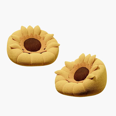 Cozy Sunflower Shaped Bean Bag Chair with Yellow Cover and Brown Center Design 3d model
