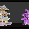 Traditional Chinese Ancient Architecture With Multi story Structure Curved Eaves And Wooden Railings
