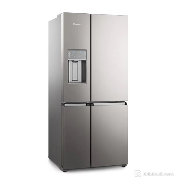 Modern Stainless Steel French Door Refrigerator with Water Dispenser and Ice Maker for Home Kitchen 3d model 