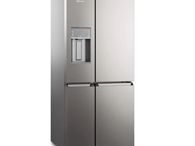 Modern Stainless Steel French Door Refrigerator with Water Dispenser and Ice Maker for Home Kitchen 3d model