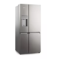 Modern Stainless Steel French Door Refrigerator with Water Dispenser and Ice Maker for Home Kitchen