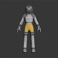 Man In Gray Protective Suit 3D Model With Yellow Pants Helmet And Visor Standing