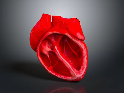 Human Heart Anatomical 3D Rendering With Internal Chambers Detailed Structure View 3d model