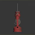 Red Vintage Kerosene Lamp With Metal Frame And Glass Shade Classic Design