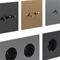 Modern Switch Panels Featuring Gray Gold Black Sockets And Round Knob Design