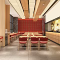Traditional Lanzhou Spicy Beef Noodle Restaurant With Red Awning White Signboard And Glass Windows