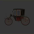 Vintage Horse Drawn Carriage With Black Top Red Wheels And Cobblestone Ground