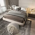 Modern Bedroom Interior With Double Bed Bedside Tables Lamps Gray Rug And Window View