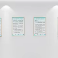 Four Blue Bordered Information Boards With Text Content On White Wall