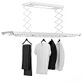 Wall Mounted Aluminum Drying Rack With Clothes Hangers And Hanging Clothes