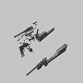 Vintage Submachine Gun With Disassembled Parts Wooden Stock And Metal Components