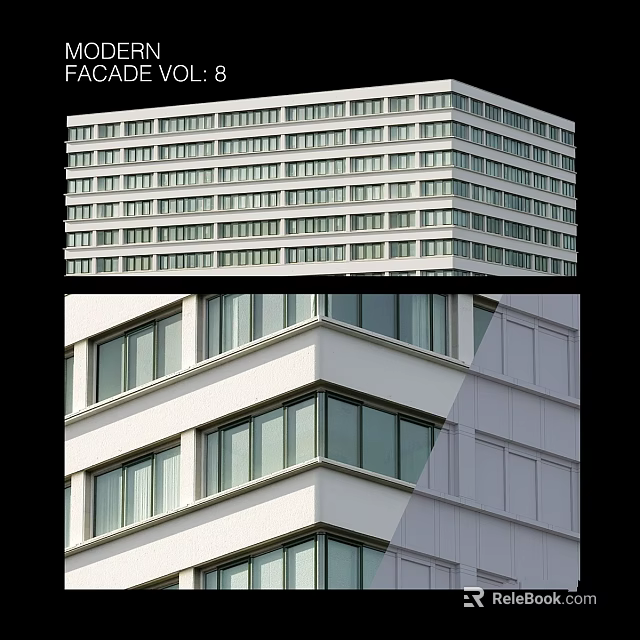 Modern Residential Building Exterior With White Facade And Large Windows Design 3d model 