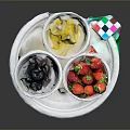 Fresh Mixed Fruits Platter With Cherries Pineapple Chunks And Strawberries On White Tray