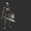 Fantasy Game Movie Character Skeleton Warrior Holding Sword And Shield