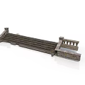Classical Architectural Terrace Structure With Ornamental Stone Railings And Wooden Steps