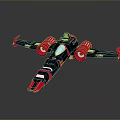 Futuristic Red And Black Spaceship Model With Sleek Wings And Engines