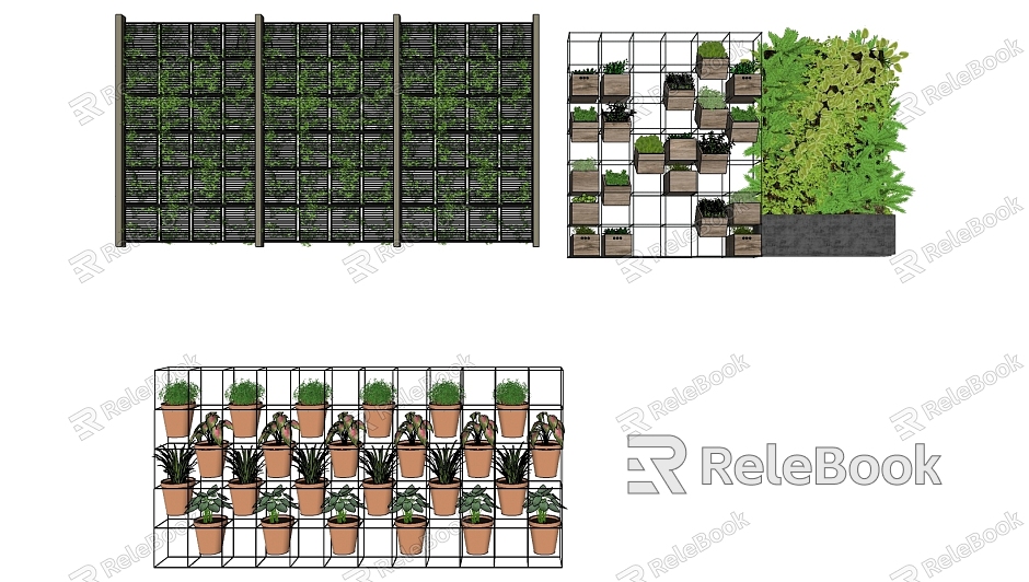 Green plant wall combination metal plant stand model