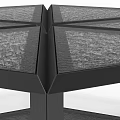 Hexagonal Coffee Table With Black Metal Frame And Transparent Textured Top 3d model