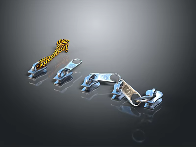 Passenger Plane Metal Hinges Featuring Yellow Coil Spring And Three Components 3d model