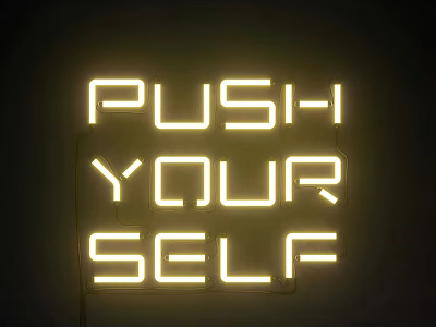 Bright Neon Decorative Light Featuring PUSH YOUR SELF Text Design in Vibrant Yellow Color 3d model