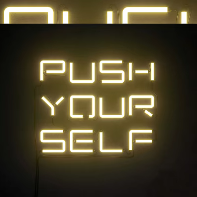 Bright Neon Decorative Light Featuring PUSH YOUR SELF Text Design in Vibrant Yellow Color 3d model