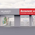 Huawei Authorized Digital Store With Smartphone Speaker Displays And Glass Windows