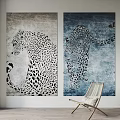 Square Carpets With Leopard Patterns in Black White and Blue Gray Stylish Design 3d model