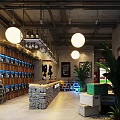 Relaxing Café Interior Design With Stone Path Lanterns Green Plants And Outdoor Style Seating