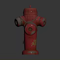 Urban Building Exterior With Red Fire Hydrant Silver Parts Chain And Green Graffiti