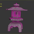 Traditional Japanese Stone Lantern With Pagoda Style Top And Decorative Base