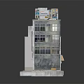 Cartoon Scene Multi Story Building Model With Balconies Windows And Colorful Facades