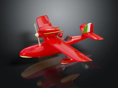 Red Passenger Plane Model With Propeller Wings And Italian Flag On Tail 3d model