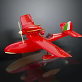 Red Passenger Plane Model With Propeller Wings And Italian Flag On Tail