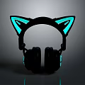 Modern Computer Headphones With Cat Ear Design And Blue Glowing Features 3d model