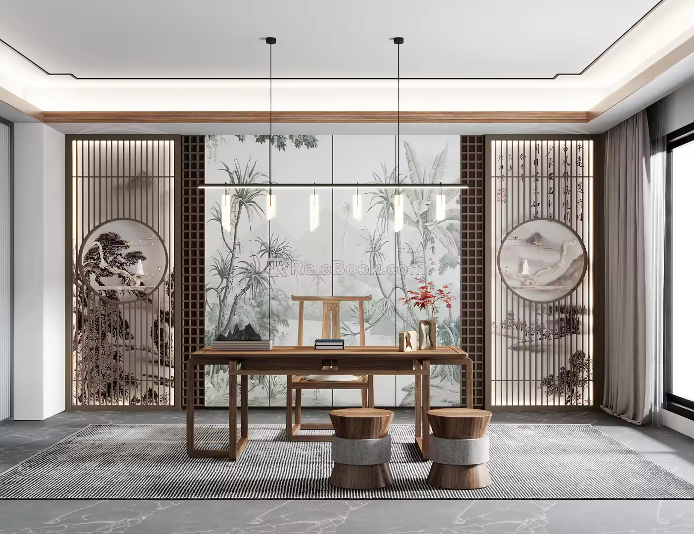 New Chinese Style Study 3d model