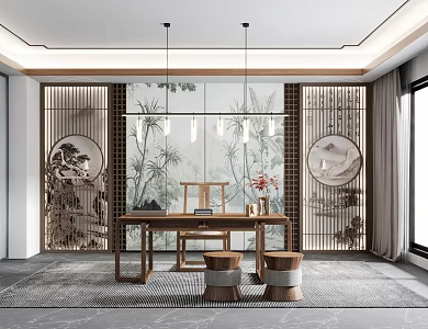 New Chinese Style Study 3d model