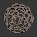 Artistic Pink Hollow Sphere With Intricate Geometric Design And Textured Surface