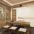 Modern Elegant Beauty Hair Salon With Wooden Grid Facade And Glass Windows