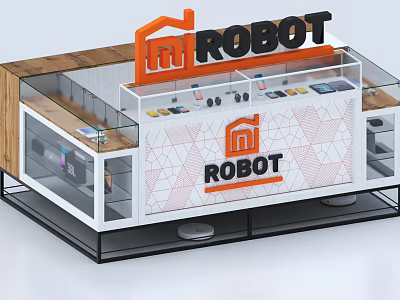 Modern Display Cabinet with ROBOT Logo and Geometric Pattern Electronic Devices Showcase 3d model