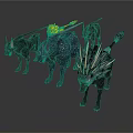 Mythical Fantasy Animals With Horns Spiked Tails And Unique Fur Patterns