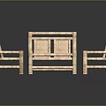 Rustic Wooden Outdoor Table Set With Matching Chairs And Natural Design