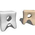 Modern Silver and Gold Stools with Abstract Shape and Circular Cutout