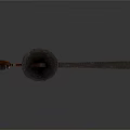 Black Metal Long Handle Spoon With Round Head Small Part And Textured Surface