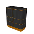Modern Dark Wood Bedside Table With Multiple Drawers And Orange Base 3d model