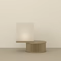 Beige Modern Minimalist Table Lamp With Circular Ribbed Base And Square Illuminated Panel 3d model