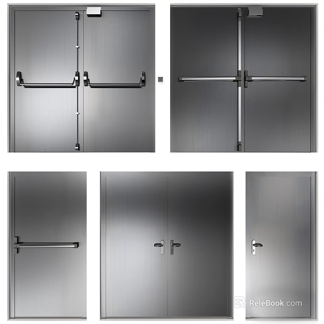 Stainless Steel Doors With Various Handle Designs 3d model 
