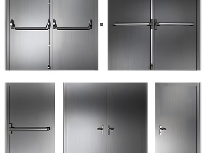 Stainless Steel Doors With Various Handle Designs 3d model