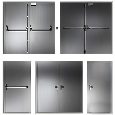 Stainless Steel Doors With Various Handle Designs 3d model