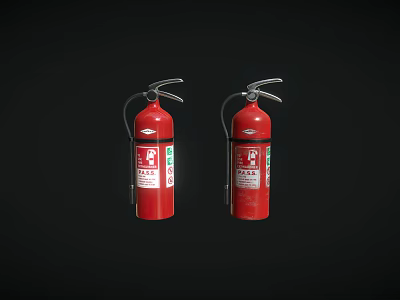 Public Facilities Two Red Fire Extinguishers As Essential Emergency Safety Devices 3d model